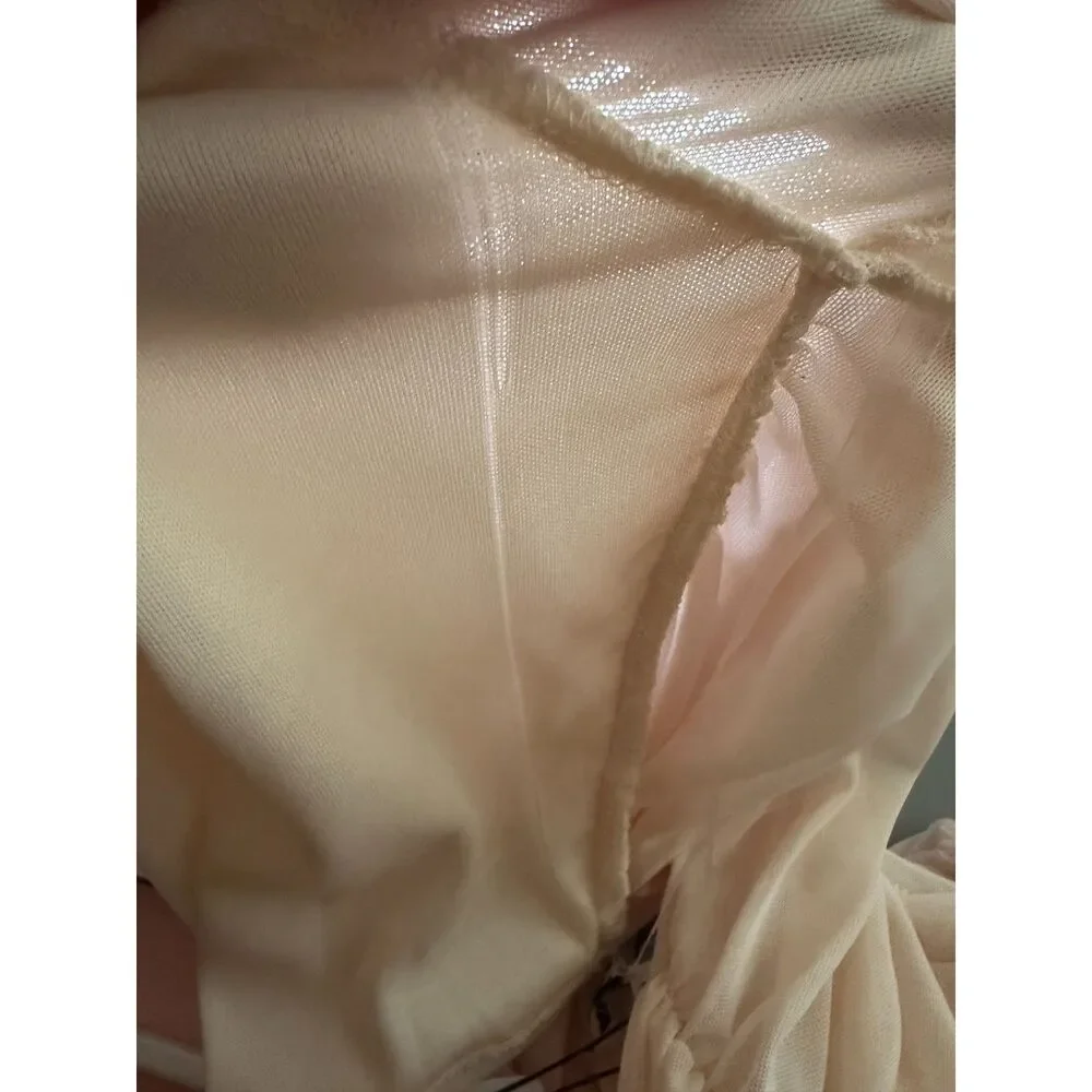 NWT Fashion Nova Candice Mesh Skirt Set - Cream. Size XL